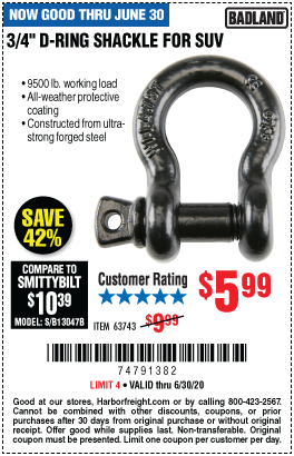 3/4 In. D-Ring Shackle for SUV