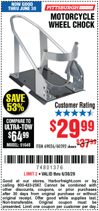 PITTSBURGH Motorcycle Wheel Chock for $29.99 – Harbor Freight Coupons