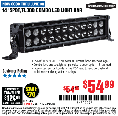 14 in. Spot/Flood Combo LED Light Bar