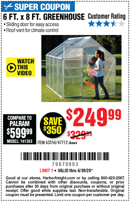 One Stop Gardens 6 Ft X 8 Ft Greenhouse For 249 99 Harbor