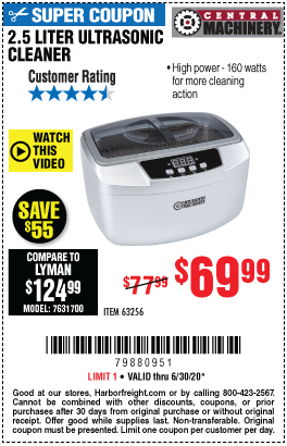 cleaner ultrasonic machinery central harbor freight coupon liter valid code