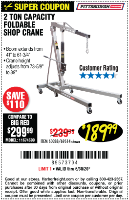 Featured image of post Harbor Freight Engine Hoist Coupon 2021 You can find some of the best harbor freight discounts for save get predator 13 hp 420cc ohv horizontal shaft gas engine for simply 329 99
