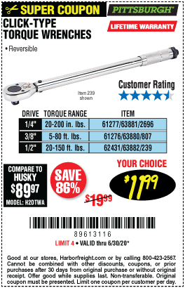 torque wrench pittsburgh coupon drive type code