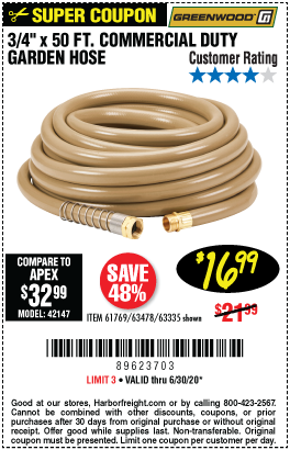 Greenwood 3 4 In X 50 Ft Commercial Duty Garden Hose For 16 99