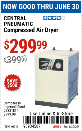 CENTRAL PNEUMATIC Compressed Air Dryer for $299.99 – Harbor Freight Coupons