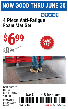 Anti-Fatigue Foam Mat Set, 4 Pc.