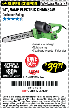 9 Amp 14 in. Corded Electric Chainsaw