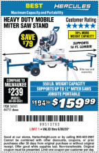 Hercules 12 miter on sale saw coupon