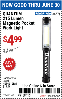 215 Lumen Magnetic Pocket Work Light