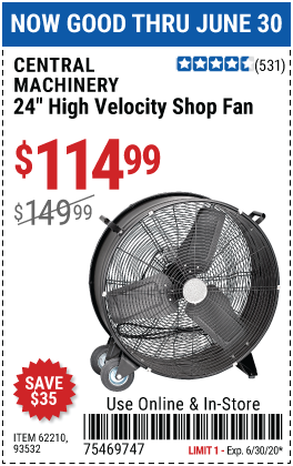 24 in. High Velocity Shop Fan