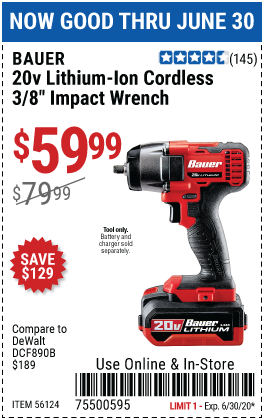 20V Hypermax™ Lithium-Ion Cordless 3/8 in. Compact Impact Wrench - Tool Only