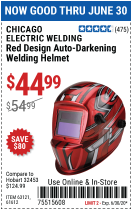 Red Design Auto Darkening Welding Helmet
