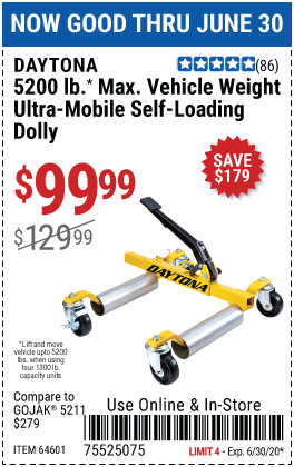 5200 Lb. Max Vehicle Weight Ultra-Mobile Self-Loading Dolly