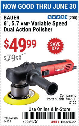 6 in. 5.7 Amp Heavy Duty Dual Action Variable Speed Polisher