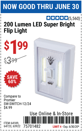 200 Lumen LED Super Bright Flip Light