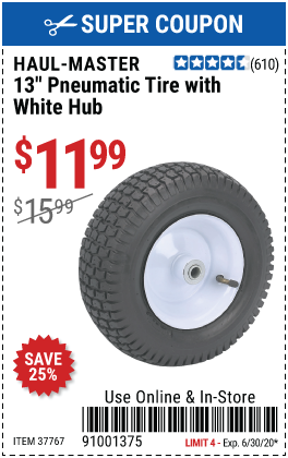 13 in. Pneumatic Tire with White Hub