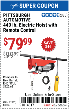 440 lb. Electric Hoist with Remote Control