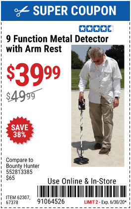 9 Function Metal Detector with Arm Rest