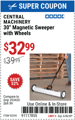 30 In. Magnetic Sweeper with Wheels