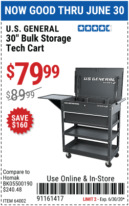 30 in. Bulk Storage Black Tech Cart