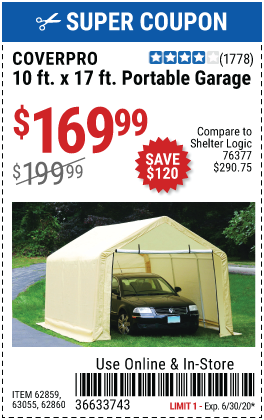 10 ft. x 17 ft. Portable Garage