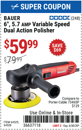 6 in. 5.7 Amp Heavy Duty Dual Action Variable Speed Polisher