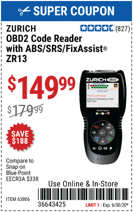 ZR13 OBD2 Code Reader with ABS/SRS/FixAssist®