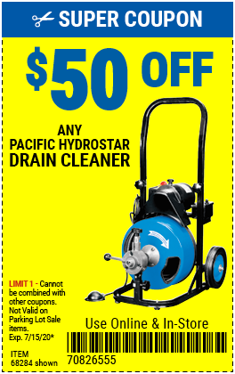 50 Off Any Pacific Hydrostar Drain Cleaner Harbor Freight Coupons
