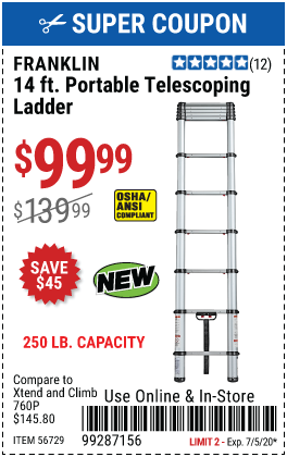 Portable 14 ft.  Telescoping Ladder
