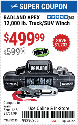 APEX Synthetic 12,000 lb. Wireless Winch