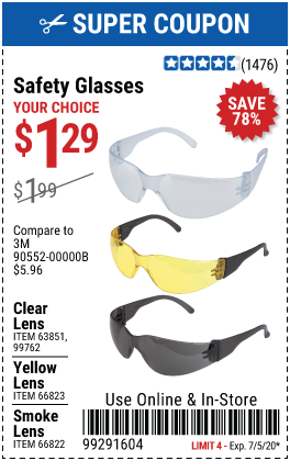 Safety Glasses with Smoke Lenses
