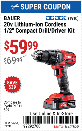 20V Hypermax™ Lithium-Ion Cordless 1/2 in. Drill/Driver Kit with 1.5 Ah Battery, Rapid Charger, and Bag
