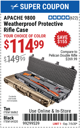 9800 Weatherproof Protective Rifle Case - Long Tan
