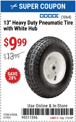 13 in. Heavy Duty Pneumatic Tire with White Hub