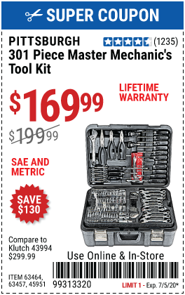 Mechanic's Tool Set 301 Pc.