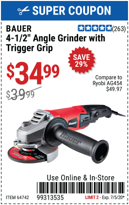 Corded 4-1/2 in. 8 Amp  Heavy Duty Trigger Grip Angle Grinder with Tool-Free Guard