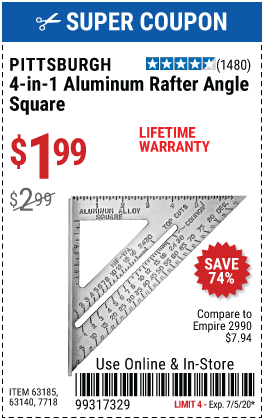 4-in-1 Aluminum Rafter Angle Square
