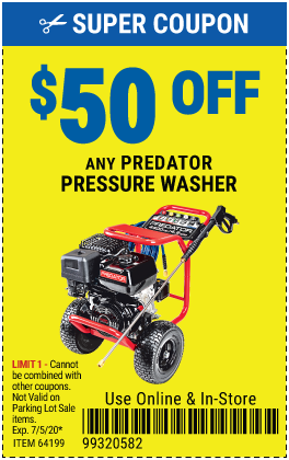 $50 off Predator Pressure Washer 