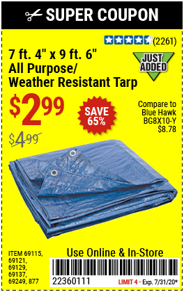 7 ft. 4 in. x 9 ft. 6 in. Blue All Purpose/Weather Resistant Tarp