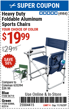 Foldable Aluminum Sports Chair - Green