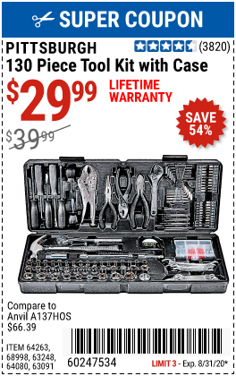 Tool Kit with Case, 130 Pc.