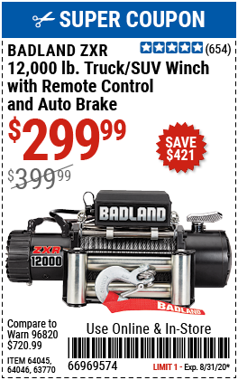 ZXR 12000 lb. Truck/SUV Winch with Remote Control and Automatic Brake