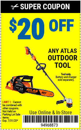 $20 off any Atlas Outdoor Bare Tool