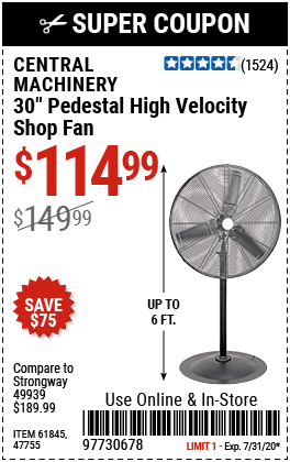 30 in. Pedestal High Velocity Shop Fan