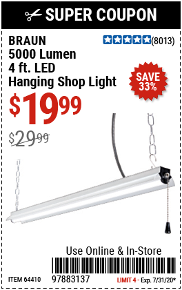 4 Ft. LED Hanging Shop Light