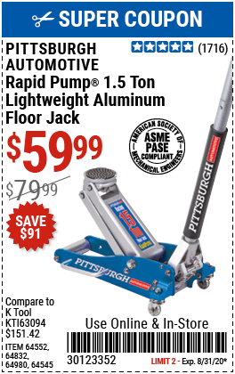 1.5 Ton Aluminum Rapid Pump® Racing Floor Jack