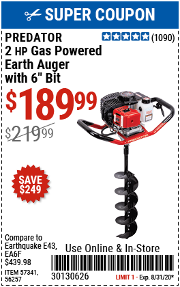 Gas Powered Earth Auger