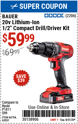 20V Hypermax™ Lithium-Ion Cordless 1/2 in. Drill/Driver Kit with 1.5 Ah Battery, Rapid Charger, and Bag