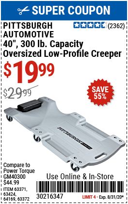 40 in. 300 lb. Capacity Low-Profile Creeper