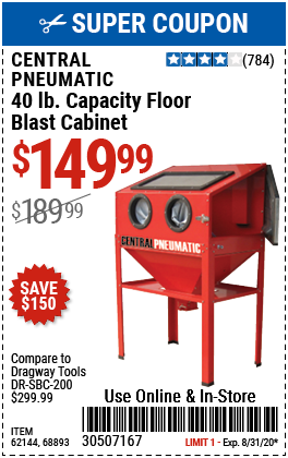 40 Lb. Capacity Floor Blast Cabinet
